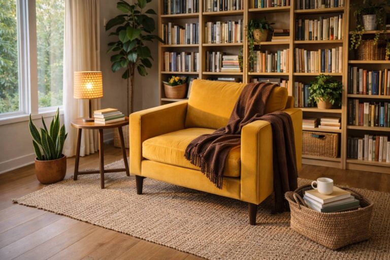 Boheemse leeshoek met zonlicht